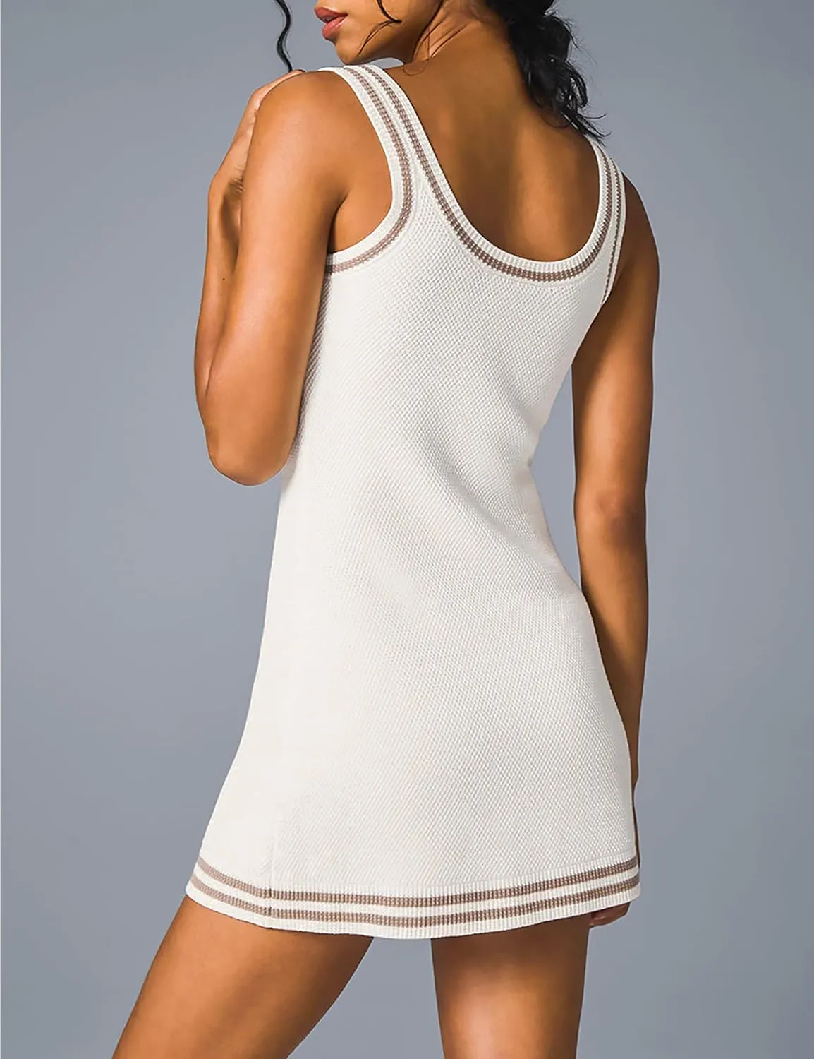 TQD Tennis Dress for Women Athletic Striped Knitted Sweater Tank Mini Active Casual Club Golf Dresses 2025 Trendy