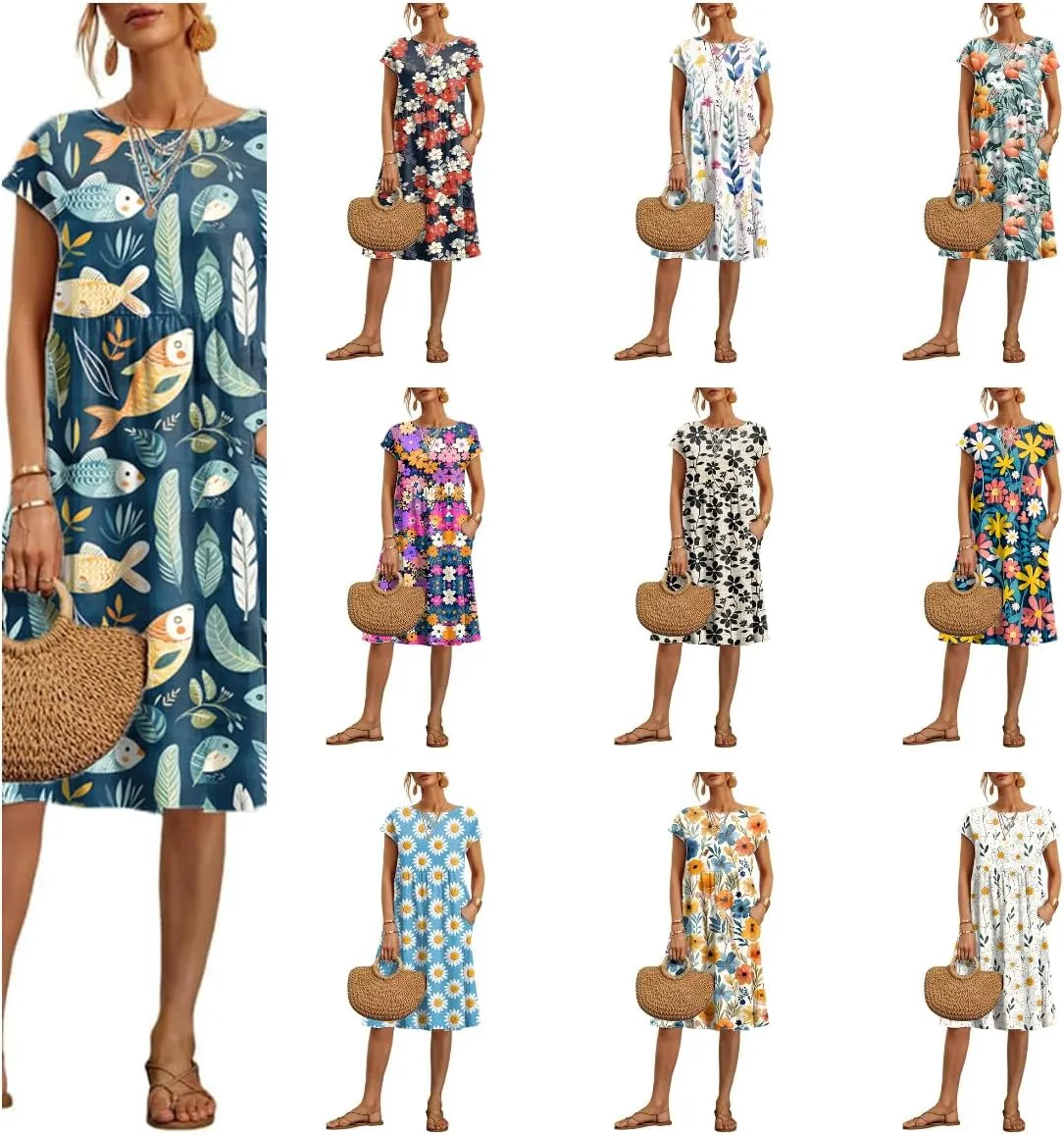 Tshirt Dress Women Loose Fitting Summer Sun Midi Plus Size Dress Casual Beach Dresses for Women Vacation