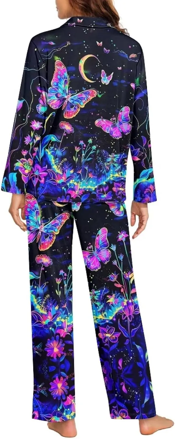 Upetstory Button Down Pajamas Sets for Women Sleepwear Long Sleeve Loungewear