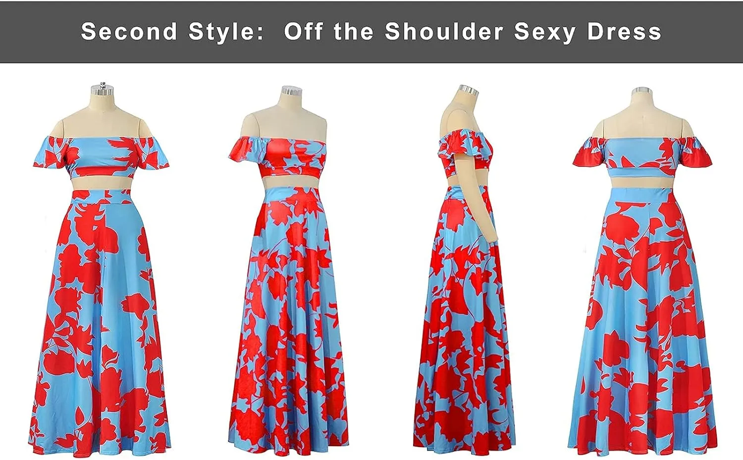Vakkest Womens Summer Sexy 2 Pieces Outfits Ruffle Floral Tank Top Wrap Boho Tropical Long Skirt Set Clubwear Dresses