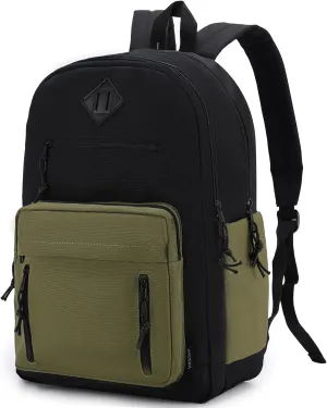 VASCHY School Backpack,Two Compartments Daypack Bookbag Schoolbag for High School Teen Boy Girls/College/Work/Men Bi-color