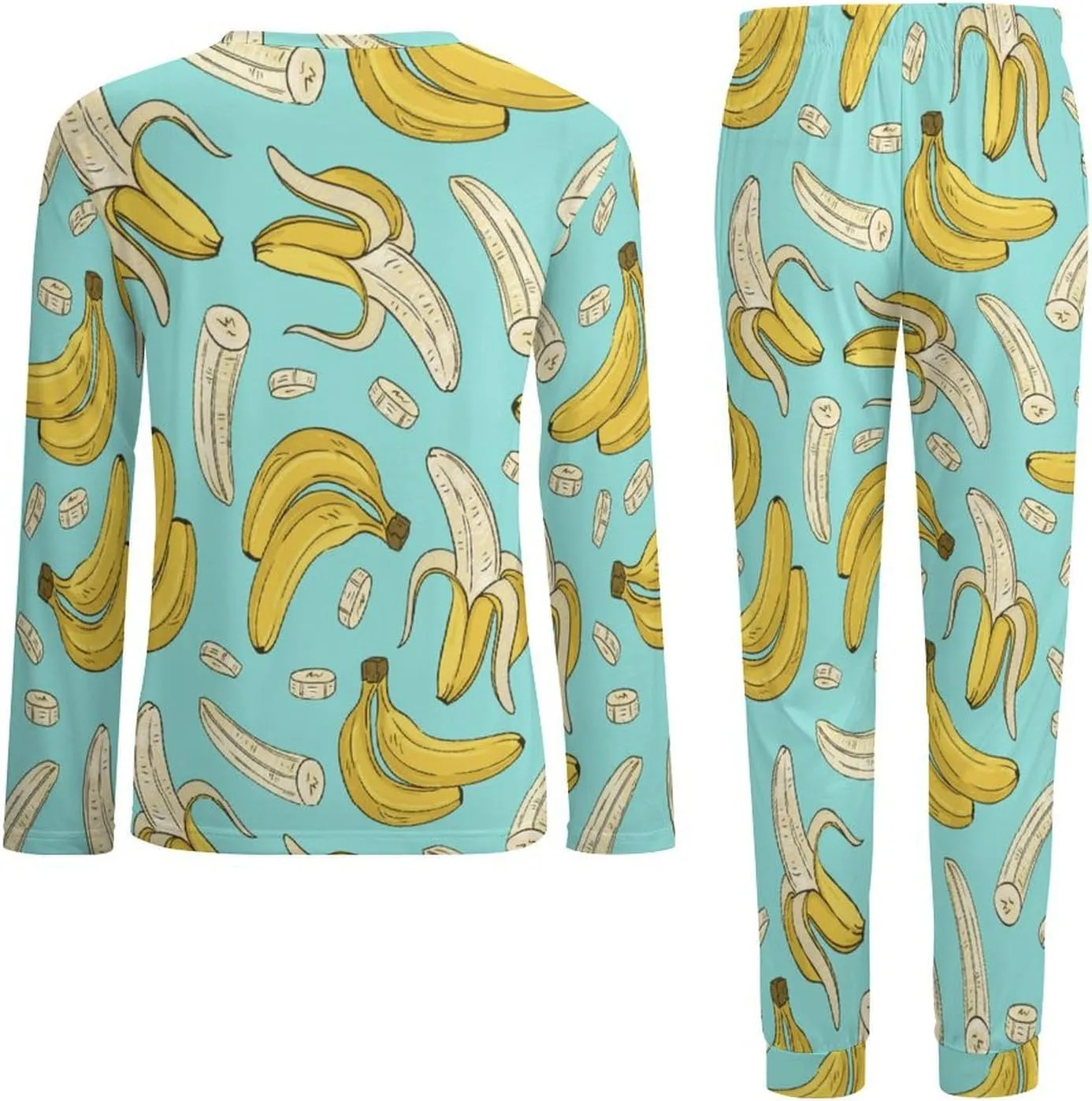 Watercolor Halloween Mushrooms Mens Pajamas Set Loungewear Pajamas for Men Long Sleeve Sleepwear Pjs Pockets