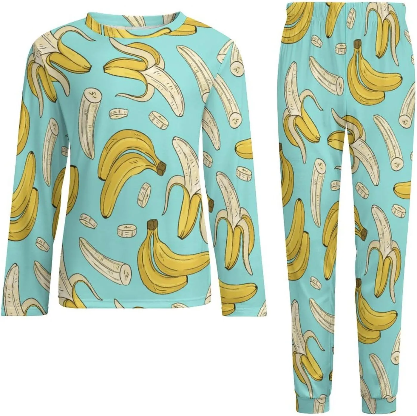 Watercolor Halloween Mushrooms Mens Pajamas Set Loungewear Pajamas for Men Long Sleeve Sleepwear Pjs Pockets