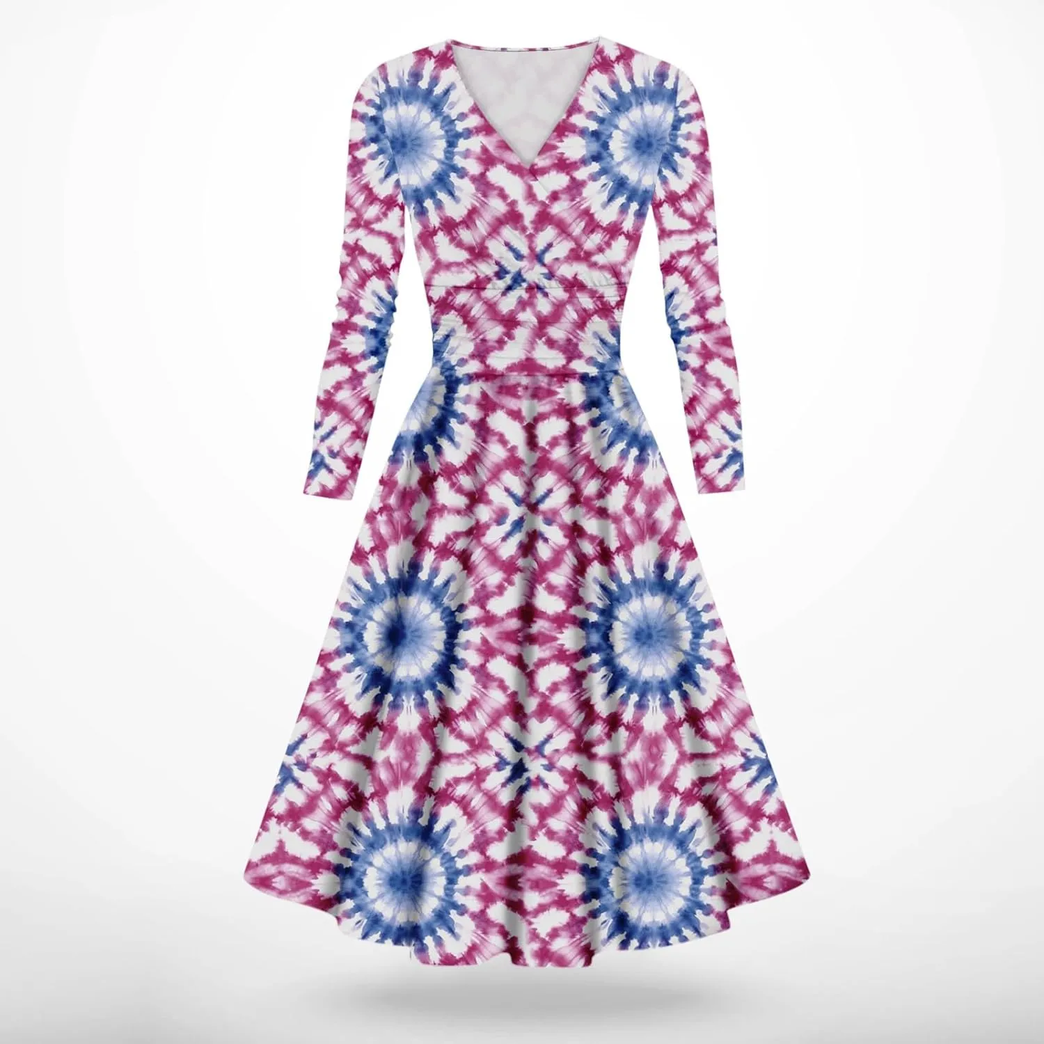 Wedding Guest Dresses for Women,Fall Outfits Ladies Fashion Casual Print Long Sleeve V-Neck Sexy Pocket Dress