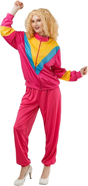 Women 80s Tracksuit Hip Hop 90s Sportswear Windbreaker Jumpsuit Disco Track Suit Outfits 6 Piece Set