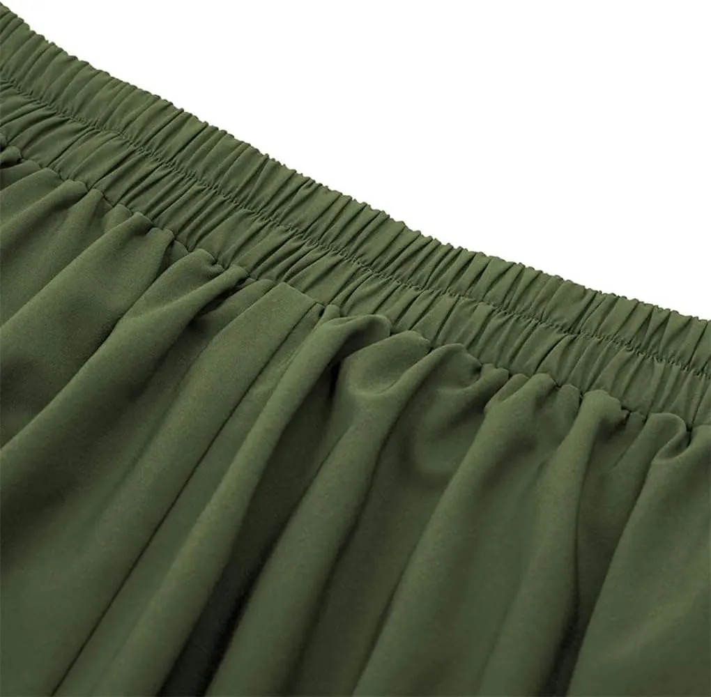 Women A-Line Vintage Casual Skirt High Waist with Pockets Pleated Skirts