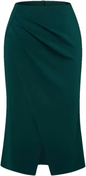 Women Elastic High Waist Length Bodycon Skirts Womens Solid Color Casual Skirt Midi Slim Fit Skirt