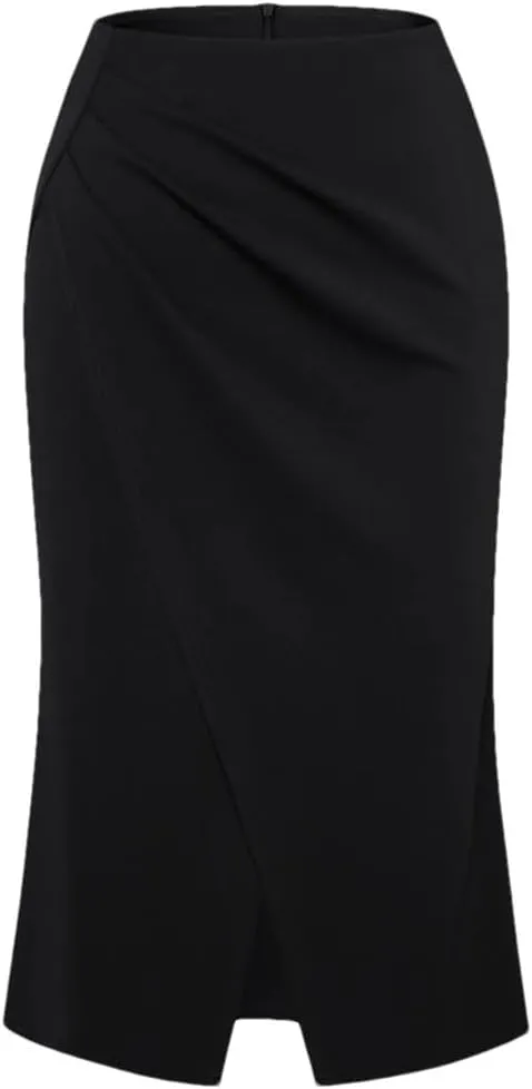 Women Elastic High Waist Length Bodycon Skirts Womens Solid Color Casual Skirt Midi Slim Fit Skirt