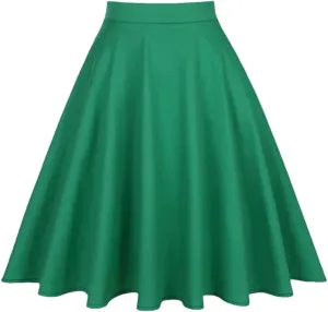 Women Pleated Skirt High Waist Retro Midi Solid Color Slim fit Casual Skirts