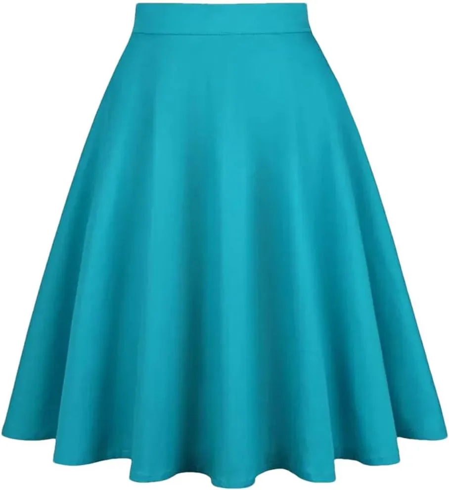 Women Pleated Skirt High Waist Retro Midi Solid Color Slim fit Casual Skirts