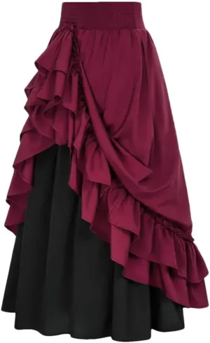 Women Vintage Skirt High Waist Midi A-Line Skirts Women Slim Fit Casual Skirt