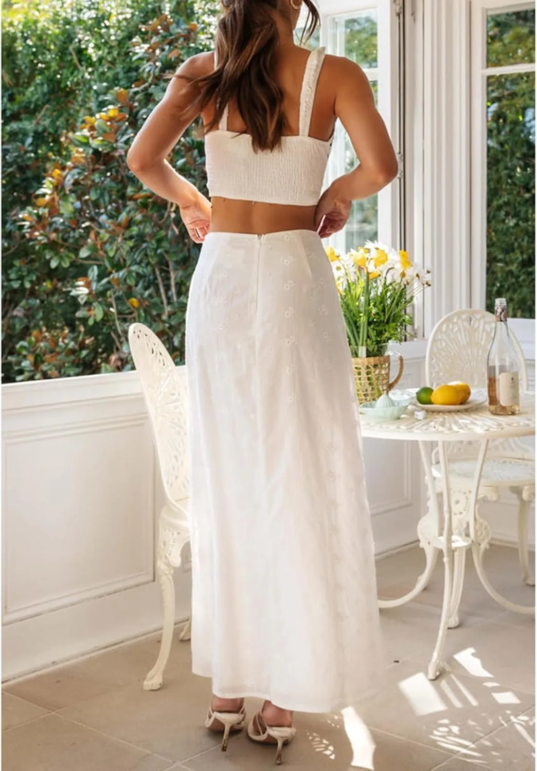 Women Y2k 2 Piece Maxi Skirt Set Floral Crop Top Bodycon Long Skirt Going Out Streetwear Outfits