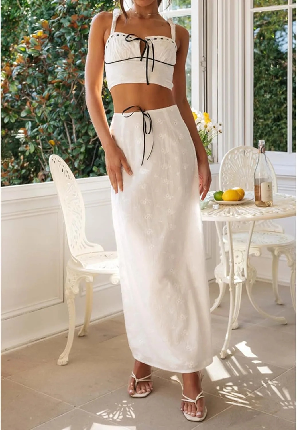 Women Y2k 2 Piece Maxi Skirt Set Floral Crop Top Bodycon Long Skirt Going Out Streetwear Outfits
