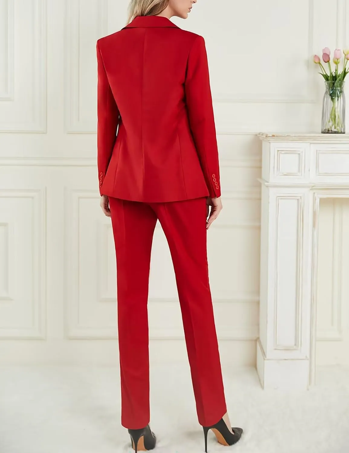 Women's Business Pant Suit One Button Blazer Set Pant Suits for Women Dressy Pants Suit for Office