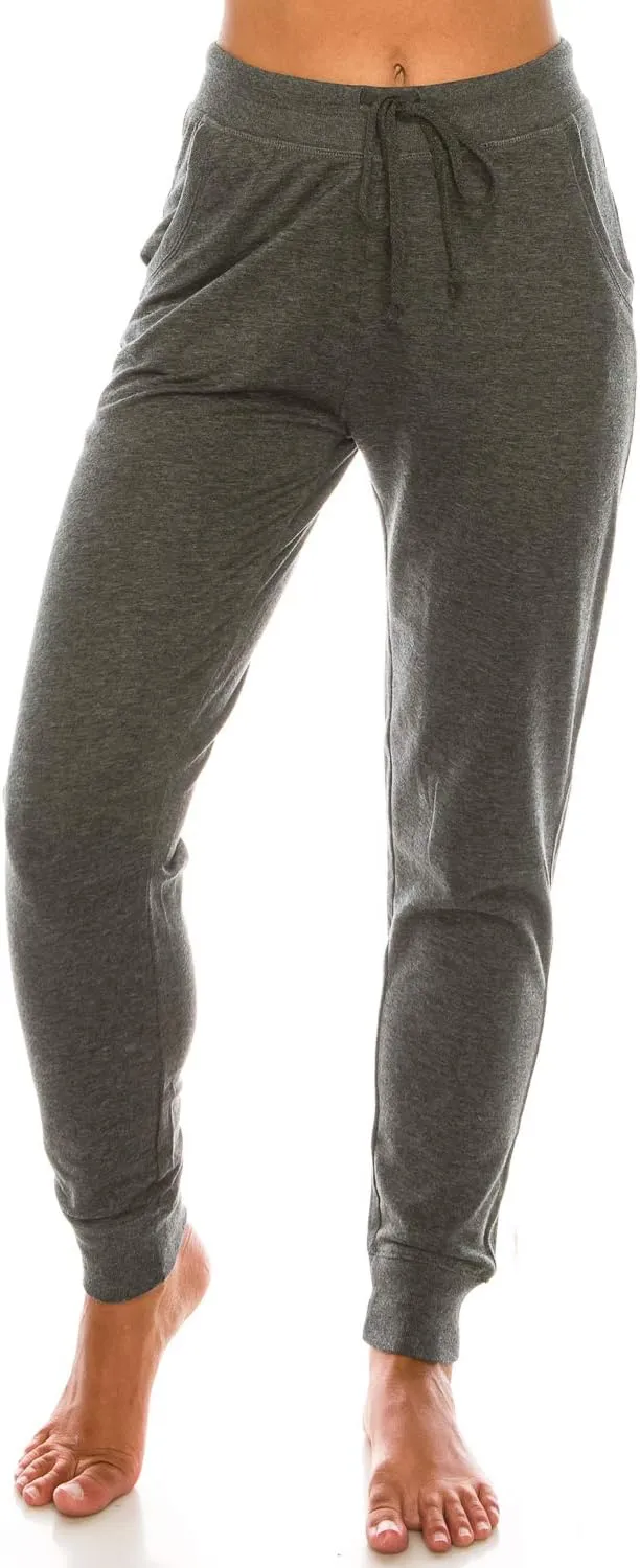 Womens Cotton Blend Jogger Sweatpants with Pockets Lounge Wear Tapered Active Yoga Casual Travel Pants