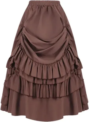 Women's High Waist A-Line Skirt Multilayer Pleated Party Long Skirt Women Casual Midi Skirt