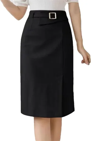 Women's High Waist Midi Skirt Casual Office Skirts Women Slim Fit Work Skirt