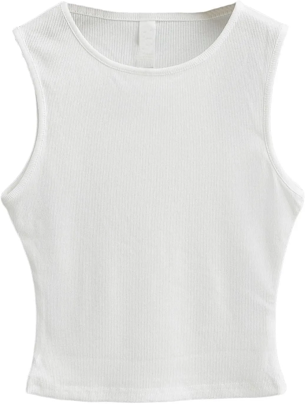 Women's Knitted Sleeveless Short Camisole Round Neck Summer Casual Slim Fit Tank Top