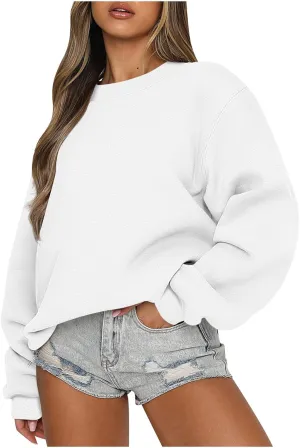 Womens Oversized Sweatshirts 2024 Long Sleeve Crew Neck Pullover Hoodies Fall Casual Outfits Y2K Preppy Clothes