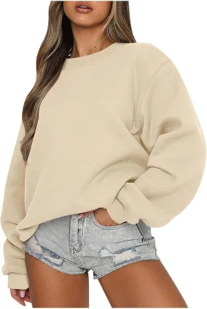 Womens Oversized Sweatshirts 2024 Long Sleeve Crew Neck Pullover Hoodies Fall Casual Outfits Y2K Preppy Clothes