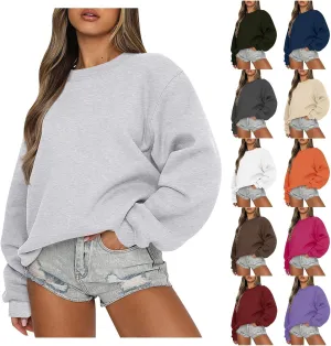 Womens Oversized Sweatshirts 2024 Long Sleeve Crew Neck Pullover Hoodies Fall Casual Outfits Y2K Preppy Clothes