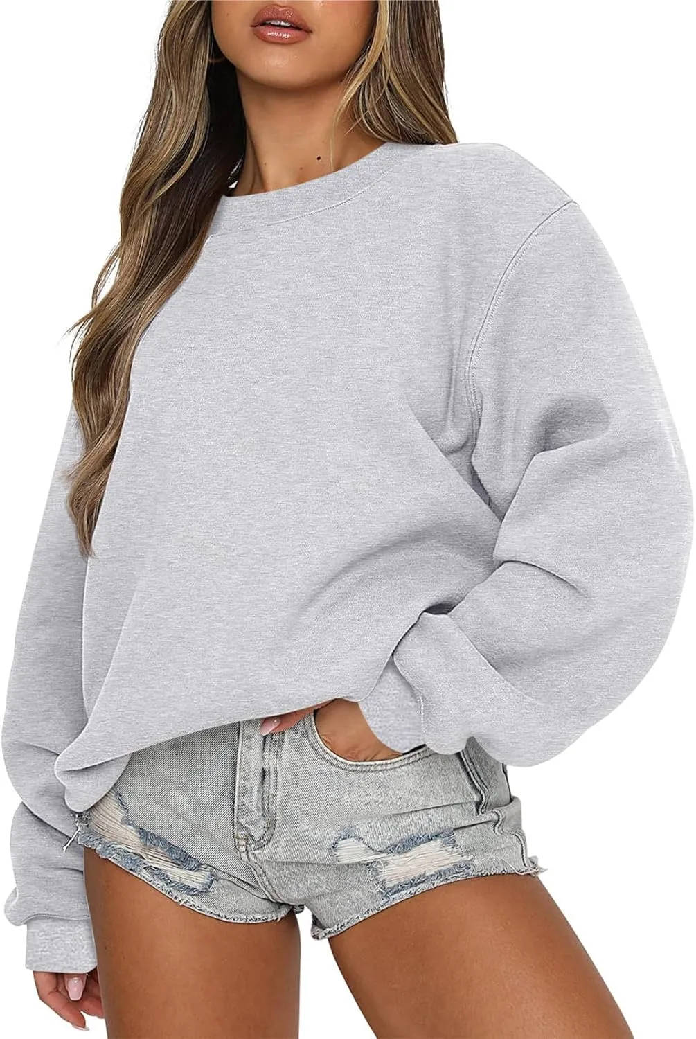 Womens Oversized Sweatshirts 2024 Long Sleeve Crew Neck Pullover Hoodies Fall Casual Outfits Y2K Preppy Clothes