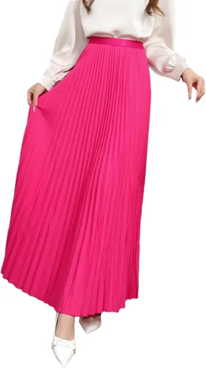 Womens Pleated Skirt, High Waist Women Long Skirt, Female Women Midi Skirt.