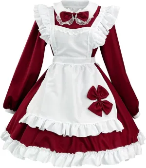 Womens Plus Size French Maid Dresses Anime Cosplay Party Uniform Roleplay Games Lolita Outfits Apron Fancy Dress