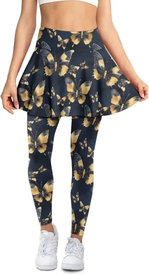 Women's Skirted Leggings Stretch High Waist Skorts with Pockets Tennis Pickleball Workout Skirts for Women