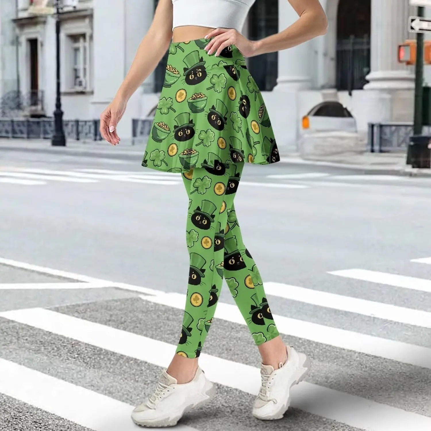 Women's Skirted Leggings Stretch High Waist Skorts with Pockets Tennis Pickleball Workout Skirts for Women