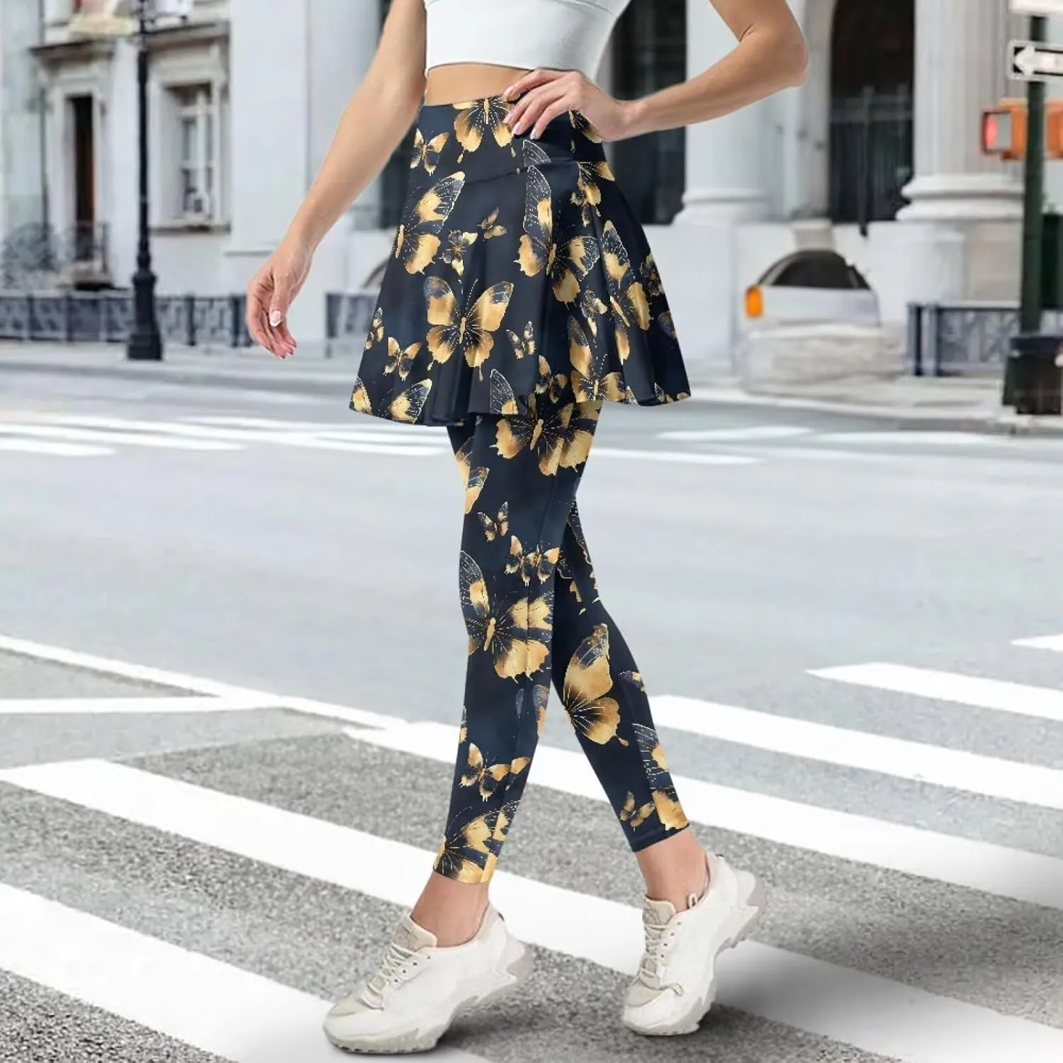 Women's Skirted Leggings Stretch High Waist Skorts with Pockets Tennis Pickleball Workout Skirts for Women