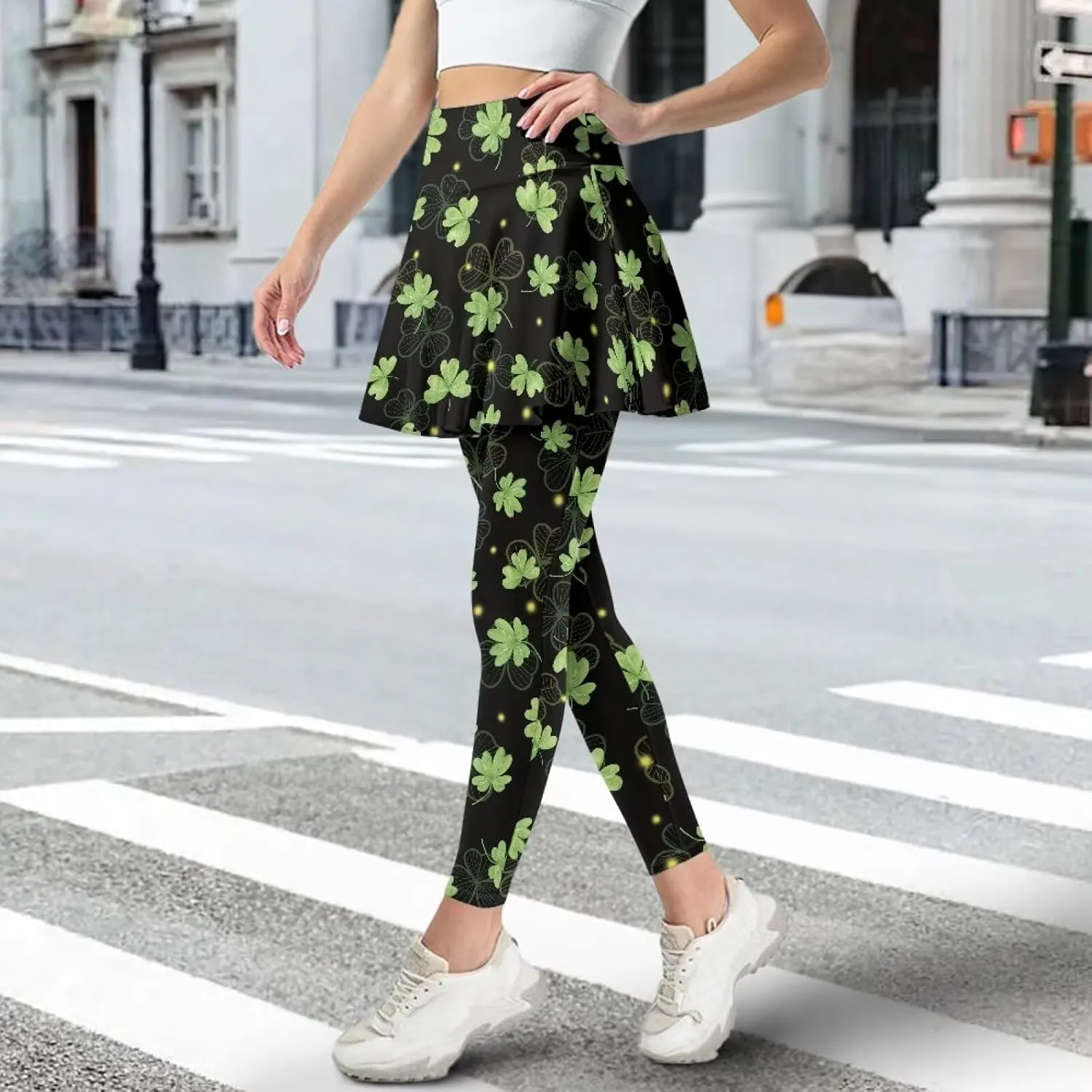 Women's Skirted Leggings Stretch High Waist Skorts with Pockets Tennis Pickleball Workout Skirts for Women