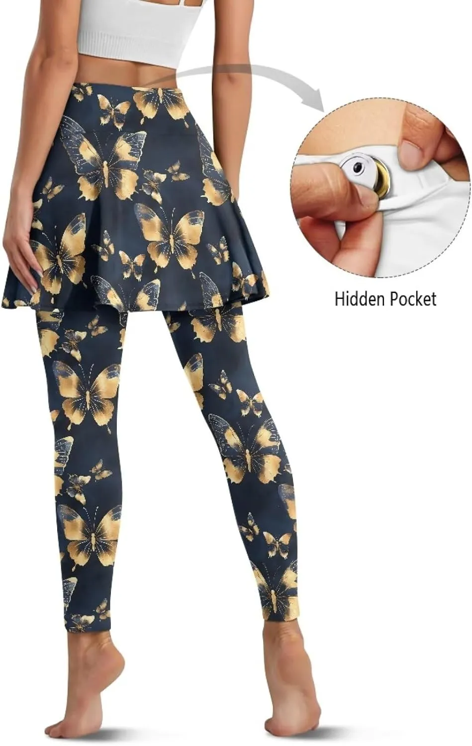 Women's Skirted Leggings Stretch High Waist Skorts with Pockets Tennis Pickleball Workout Skirts for Women