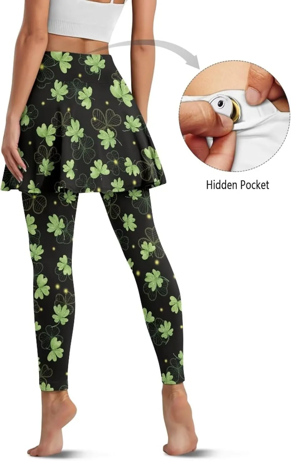 Women's Skirted Leggings Stretch High Waist Skorts with Pockets Tennis Pickleball Workout Skirts for Women