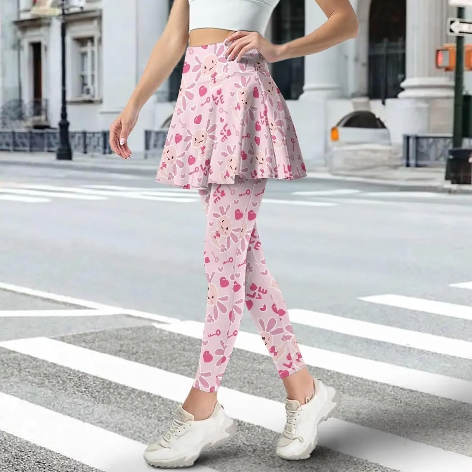 Women's Skirted Leggings Stretch High Waist Skorts with Pockets Tennis Pickleball Workout Skirts for Women
