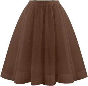 Women's Skirts Elastic High Waist A-Line Solid Color Midi Pleated Skirt Women