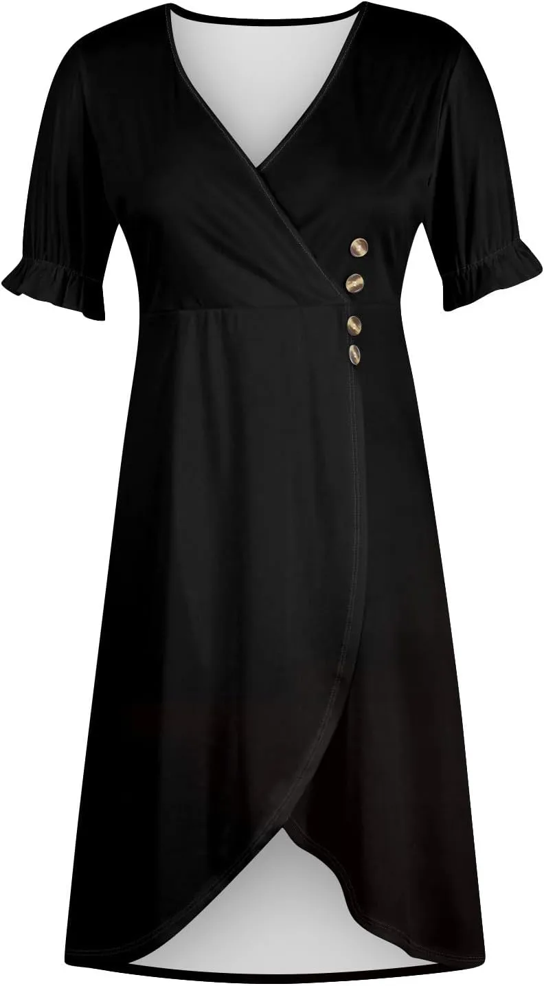 Womens Summer Dresses Midi Dresses for Women Puff Sleeve Loose Flowy Dresses Women Plus Size Summer Cute