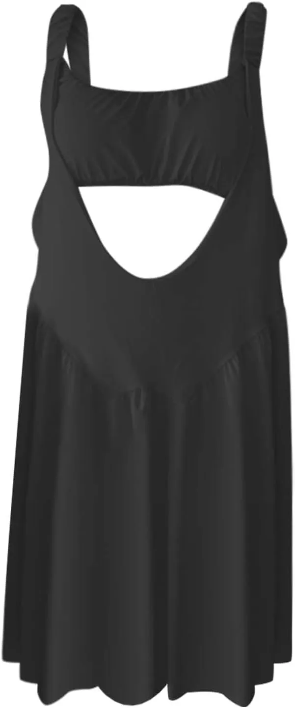 Womens Tennis Dress Built-in Bra and Shorts Cut Out Workout Outfits Athletic Dresses Teen Girls Activewear Dresses