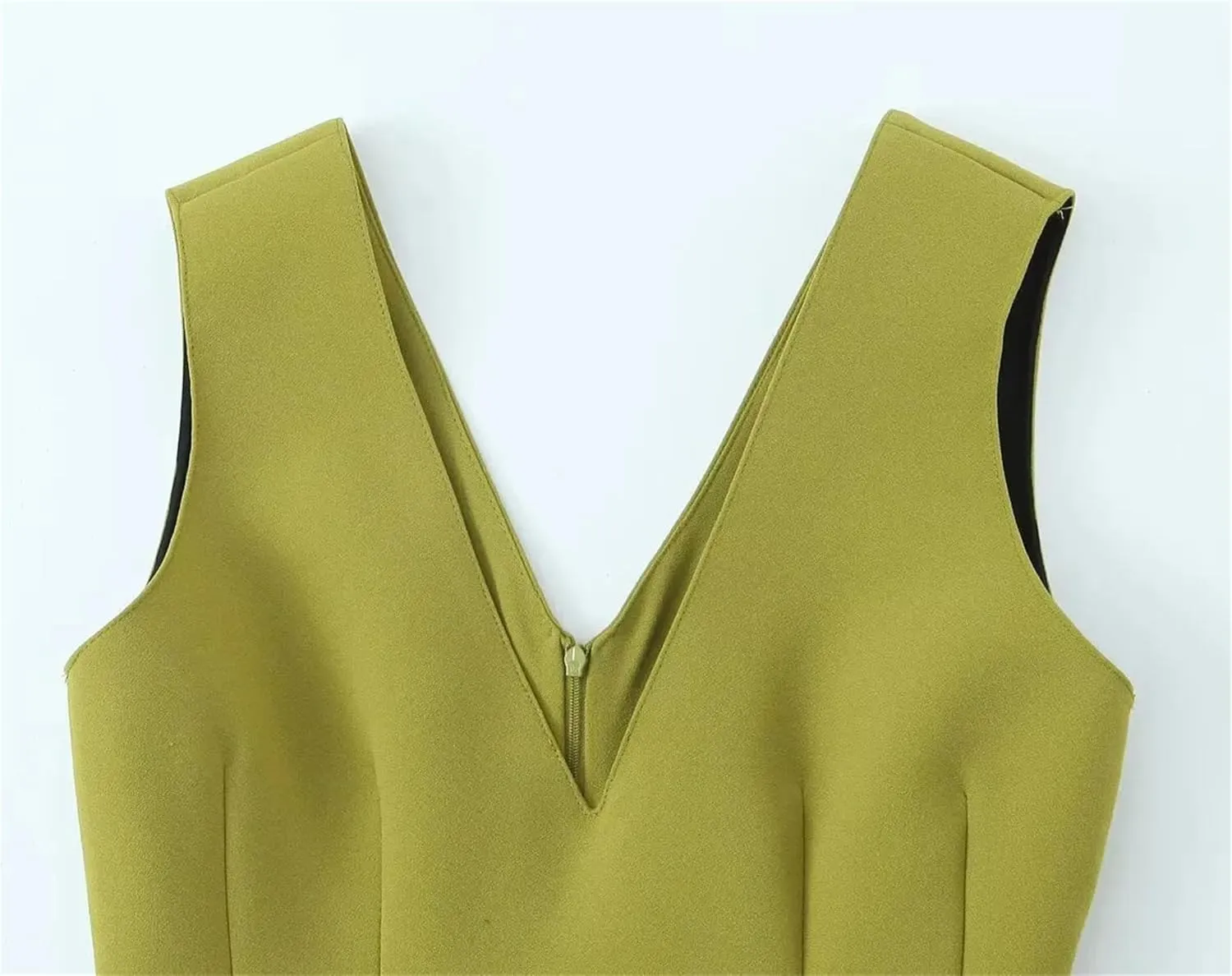 Women's V-Neck Sleeveless Dress Hem Camisole Top Casual Slim Fit Sleeveless Tank Vest
