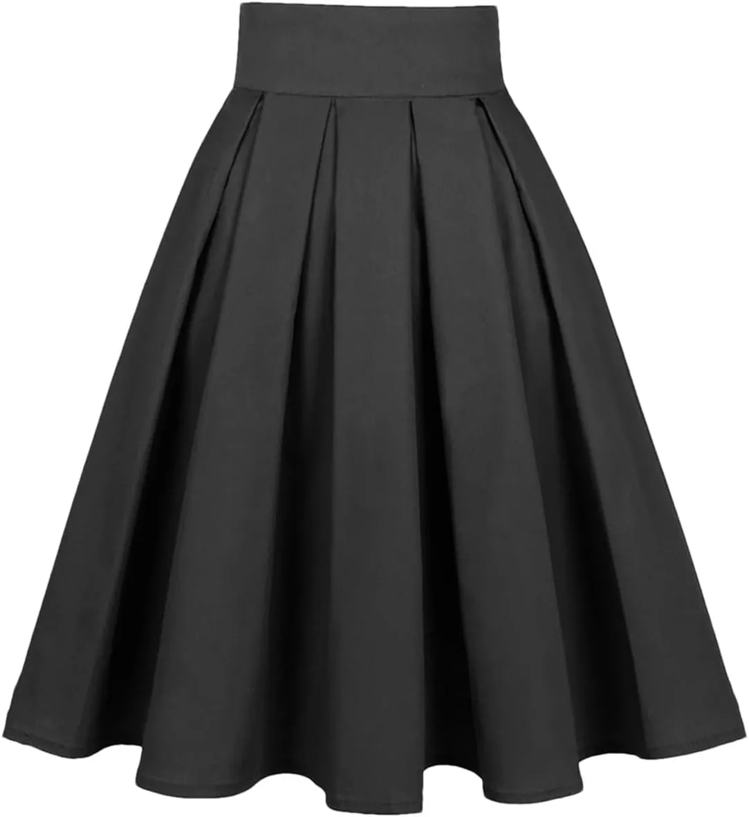 Womens Vintage Skirts High Waist Pleated Midi A-Line Casual Swing Pleated Skirt