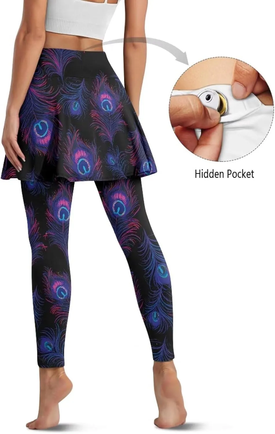 Womens Yoga Leggings with Skirts Tennis Skirts with Stretchy Sport Pants Skirted XS-3XL