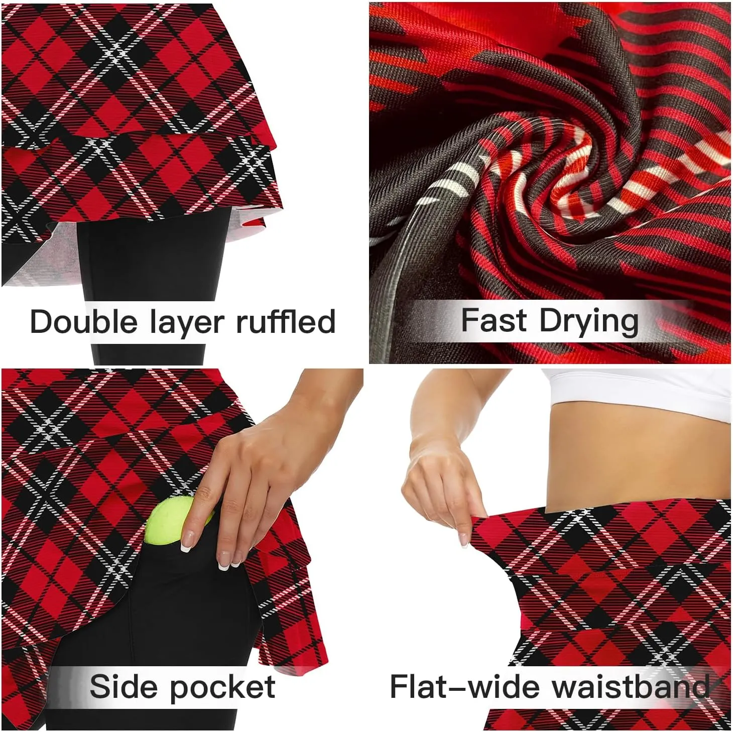 WOWENY Tennis Skirted Leggings with Pockets for Women Active Skort Athletic Ruffle Pleated Golf Skapri with Skirt