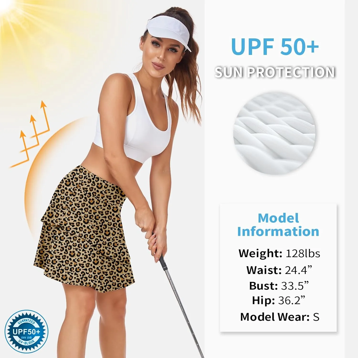 WOWENY Women's Active Skort Athletic Ruffle 17" Pleated Tennis Skirt with Pocket for Ladies Running Golf Workout