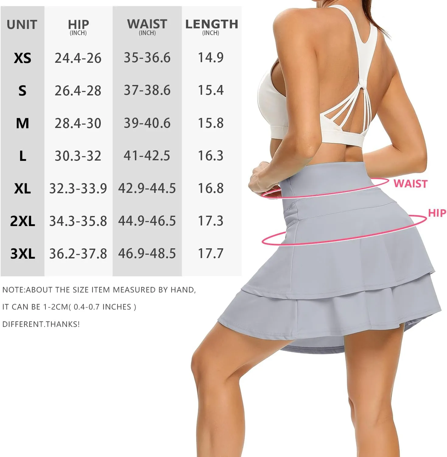 WOWENY Women's Athletic Pleated Tennis Skirt Ladies Active Layered Skort with Pocket Running Golf Skirt with Ruffle