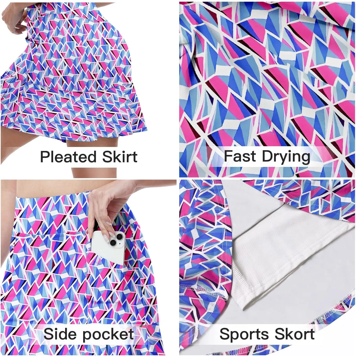 WOWENY Women's Athletic Tennis Skorts Skirts for Women Running Golf Skort with Pockets