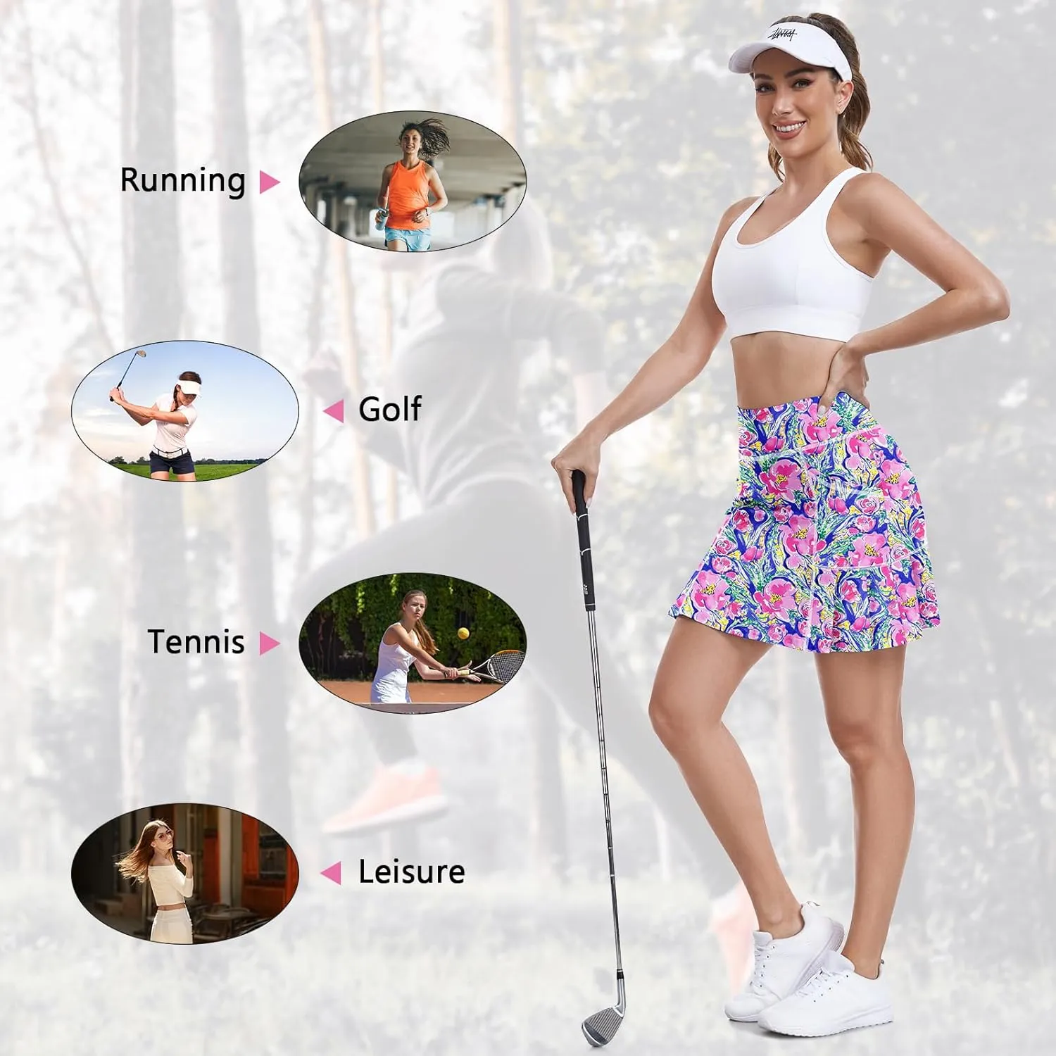 WOWENY Women's Athletic Tennis Skorts Skirts for Women Running Golf Skort with Pockets