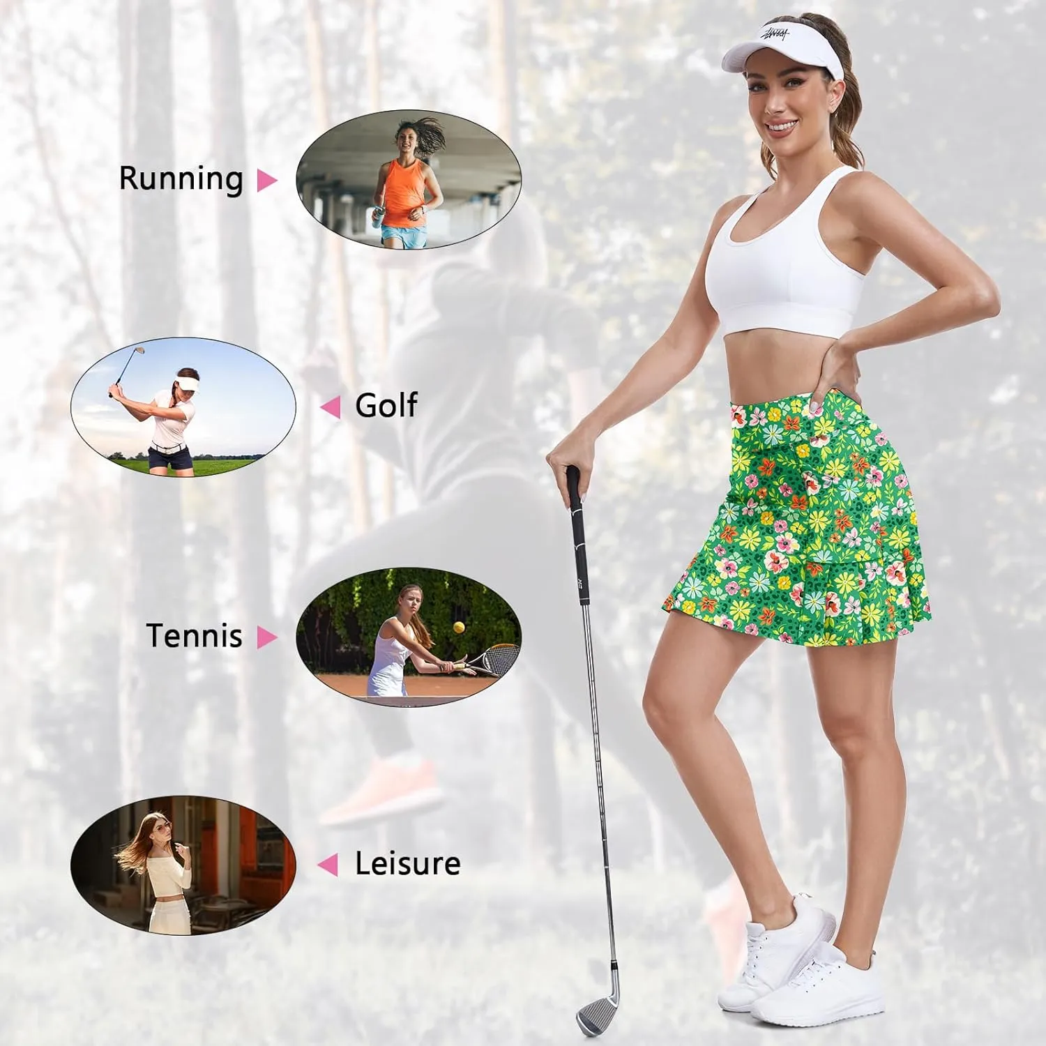 WOWENY Women's Athletic Tennis Skorts Skirts for Women Running Golf Skort with Pockets