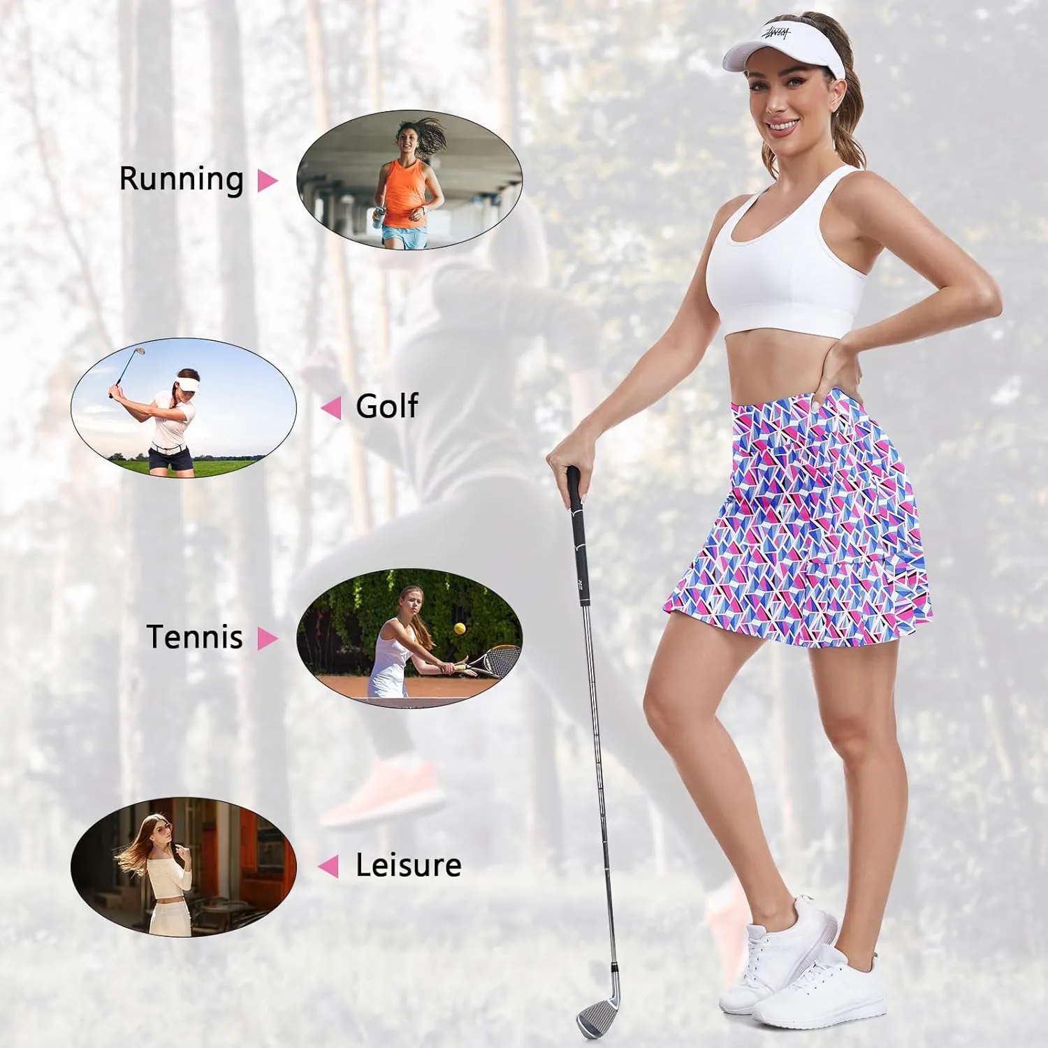 WOWENY Women's Athletic Tennis Skorts Skirts for Women Running Golf Skort with Pockets