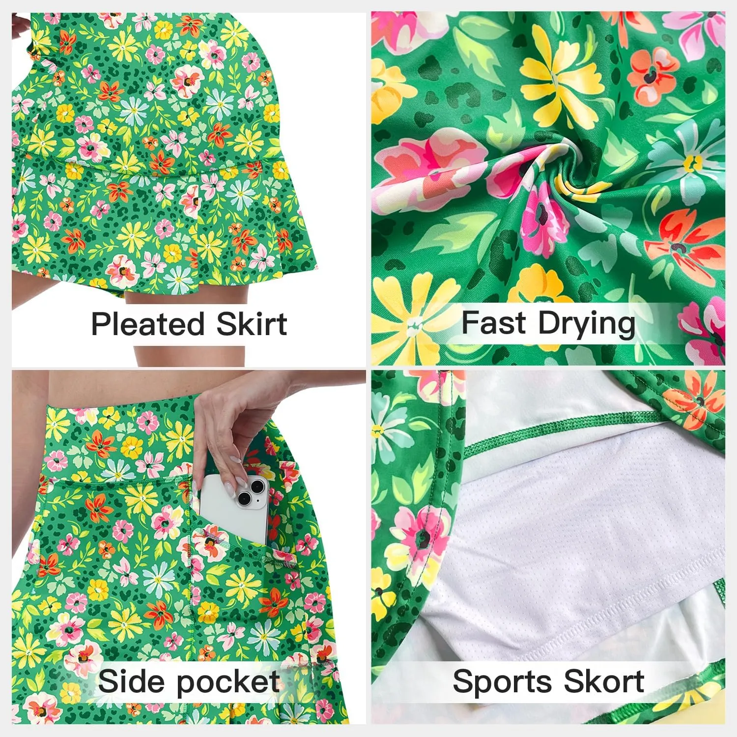 WOWENY Women's Athletic Tennis Skorts Skirts for Women Running Golf Skort with Pockets