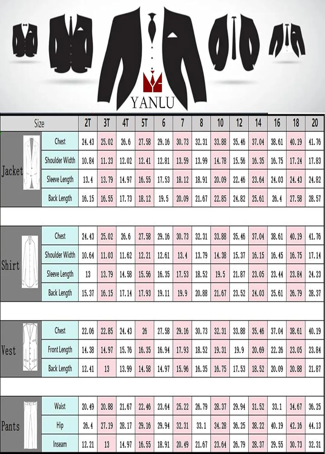 Yanlu Boy's Tuxedos Toddler Formal Suits Set Kids Blue Black Slim Fit Suit for Weddings